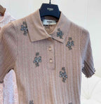 Fendi 25 Beaded Polo shirt Pure Beige Cotton