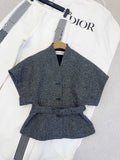 CD 25 Floral V-neck Jacket Gray Cotton