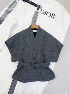 CD 25 Floral V-neck Jacket Gray Cotton