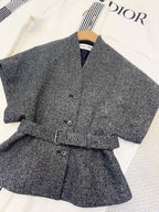 CD 25 Floral V-neck Jacket Gray Cotton