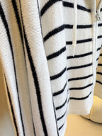 CD 25 Hooded Cardigan White Black Wool