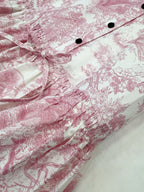 CD 25 Jouy Print Sleeveless Dress Pink Silk Cotton