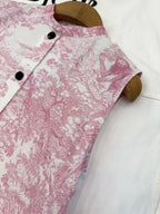 CD 25 Jouy Print Sleeveless Dress Pink Silk Cotton