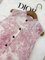 CD 25 Jouy Print Sleeveless Dress Pink Silk Cotton