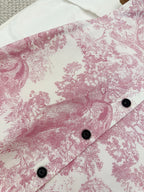CD 25 Jouy Print Sleeveless Dress Pink Silk Cotton