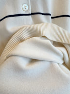 Celine 25 Polo Long Sleeves Shirt White Silk Cotton