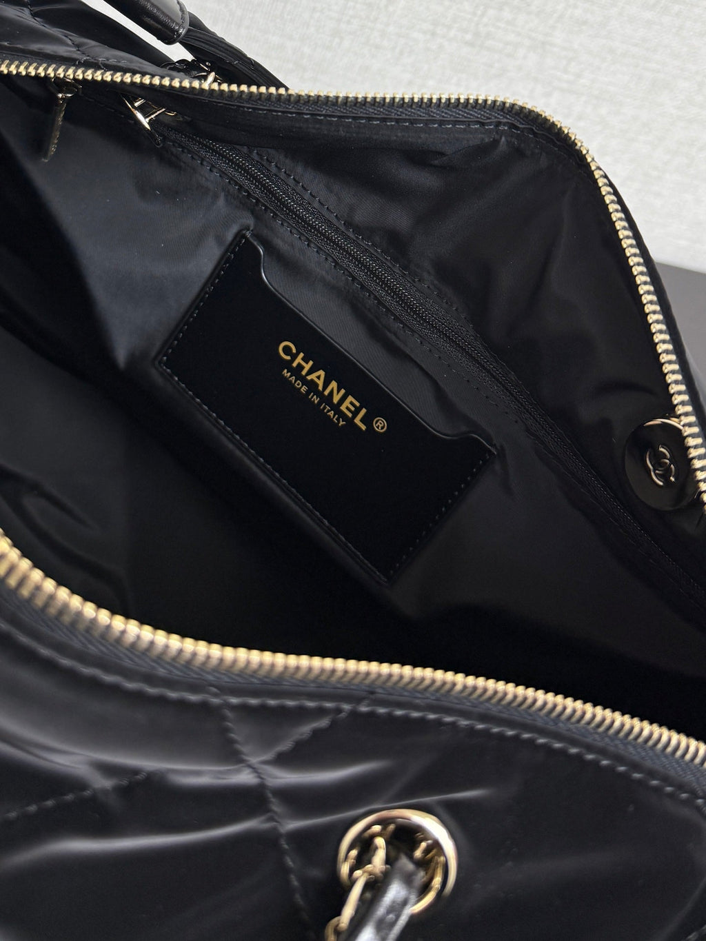 Chanel 26 Bowling Maxi Bag 32 Black Velvet Effect Nylon