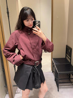 Loewe 25 Stand-up Collar Jacket Burgundy Polyester 288228
