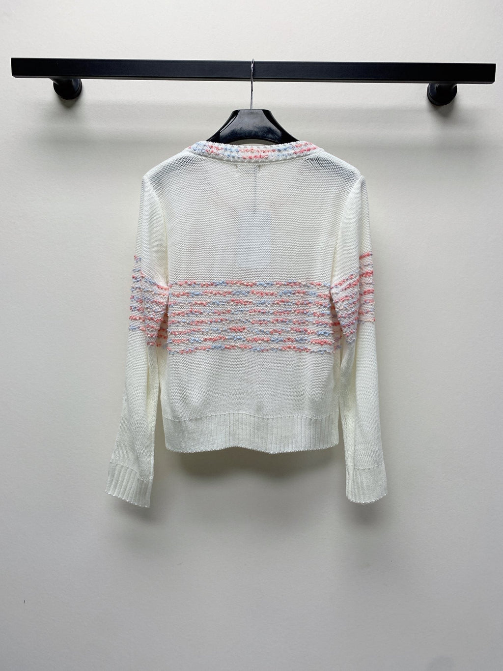 Celine 25 Striped Cardigan White Wool Polyester 281502