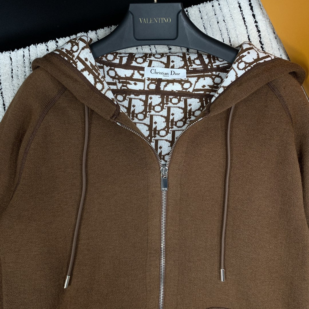 CD 25 Double-Sided Knitted Hooded Jacket 293319