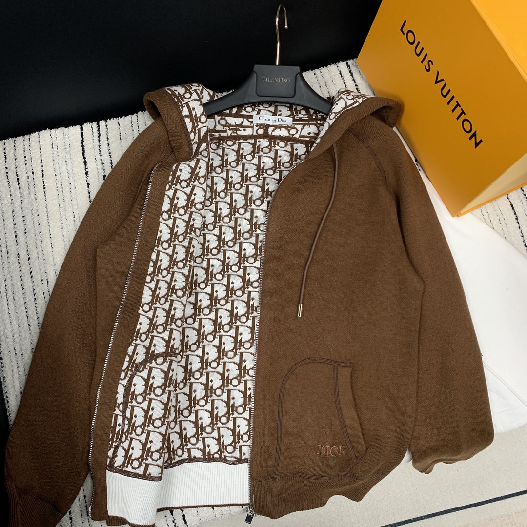 CD 25 Double-Sided Knitted Hooded Jacket 293319