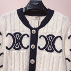 Celine 25 Cardigan Logo White Wool 293416
