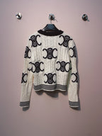 Celine 25 Cardigan Logo White Wool 293416