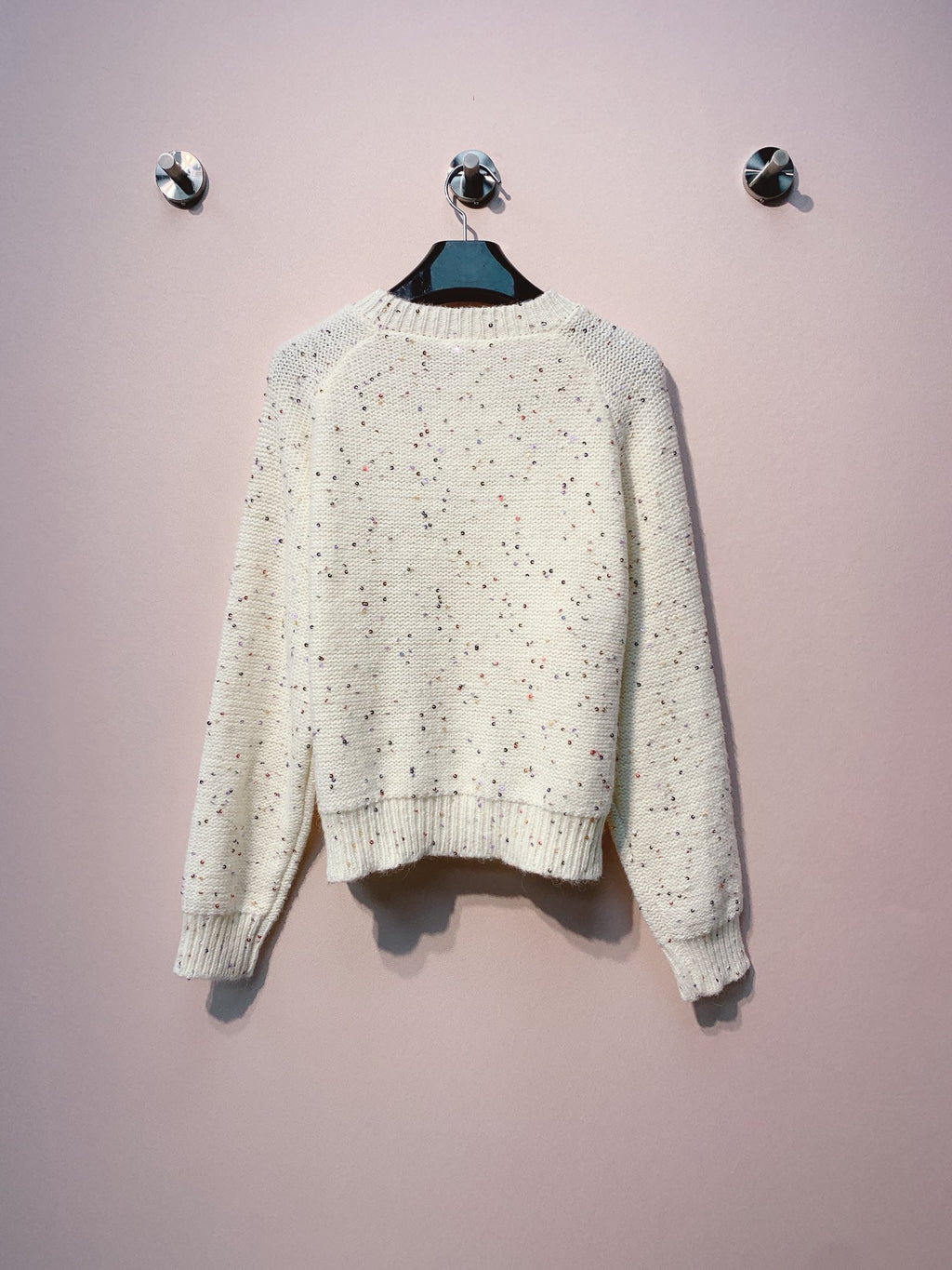 Celine 25 Flower Cardigan Cream Pink Wool