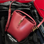 YSL Mini Bucket Bag 15 Dark Red Calfskin Leather