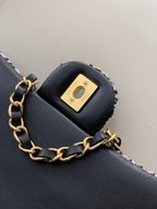 Flap Bag Mini 20cm Black White Tweed Sequin