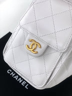 CC 25C Hobo Bags 20cm White Grained Calfskin