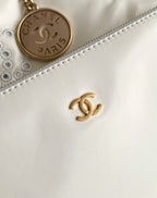 CC 25S Hobo Bag 30cm Cream Calfskin Gold Hardware