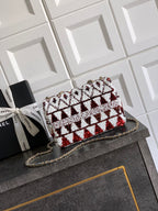 Chanel 2026 Flap Bag 20cm Red mix White Sequin Leather