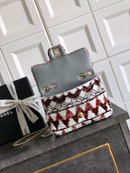 Chanel 2026 Flap Bag 20cm Red mix White Sequin Leather