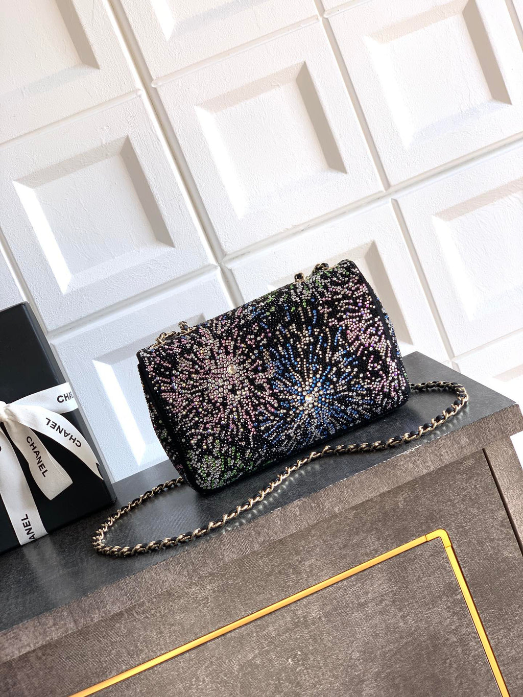 Chanel 2026 Evening Bag 20cm Black Mix Colors Strass Leather