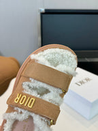 CD Dioract Slide Brown Suede And Fleece Lining