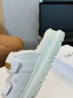 CD Dioract Slide White Suede And Fleece Lining