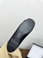 CC Ballet Flats Black With Camellia Black Suede