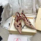 VT 26s Slingback 60 Dark Beige Burgundy Lambskin 611370