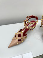 VT 26s Slingback 80 Beige Burgundy Lambskin 611373