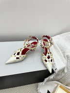 VT 26s Slingback 80 White Burgundy Lambskin 611375
