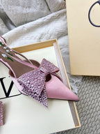 VT 26s Slingback 80 Light Pink Rhinestone Silk Sheepskin 611406
