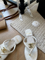 CC 25 Flip Flop Sandals White Calfskin Espadrilles