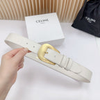 CEL Gold Western 35mm Belt White Cowhide 175054