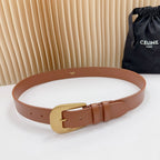 LARGE WESTERN 35 MM BELT BRONZE BROWN CALFSKIN GOLD HARDWARE
