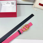 The Bold Edition Reversible Belt 30mm Pink Black Calfskin Gold Buckle