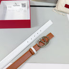 The Bold Edition Reversible Belt 30mm Brown White Calfskin Silver Buckle