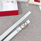 The Bold Edition Reversible Belt 30mm Silver Metalic White Calfskin Silver Buckle