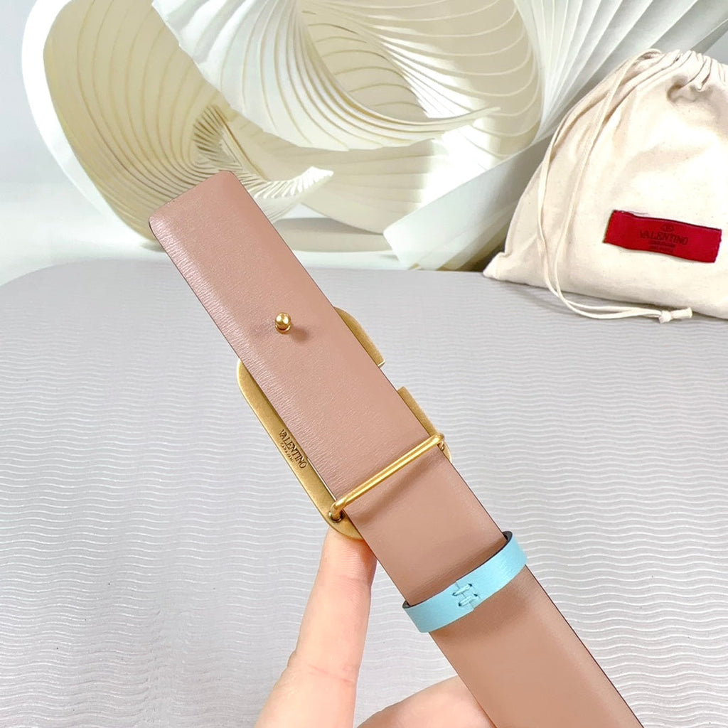 The Bold Edition Belt 30mm Cloud BLue Rose Calfskin Gold Buckle