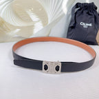 CEL Silver Buckle Belt  25mm Black Calfskin 178252
