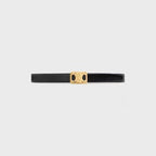CL MEDIUM 25 MM REVERSIBLE FRAMED TRIOMPHE BELT BLACK AND BRONZE BROWN CALFSKIN GOLD HARDWARE