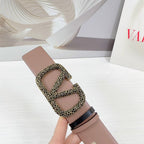 VLOGO SIGNATURE REVERSIBLE BELT 40MM ROSE BLACK GOLD CALFSKIN GOLD BLACK BUCKLE