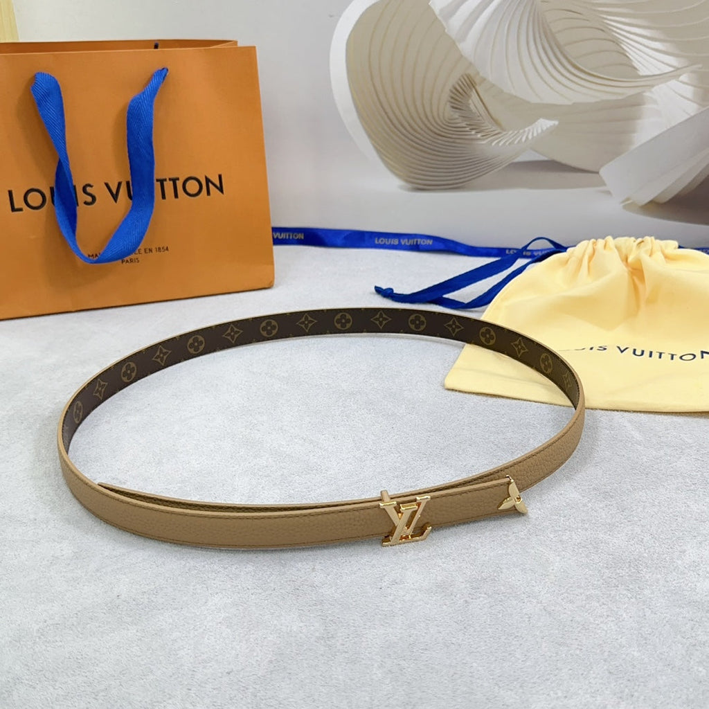 Pretty LV 20mm Reversible Belt Brown Grained Calfskin