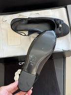 cc slingback flat black grosgrain calfskin