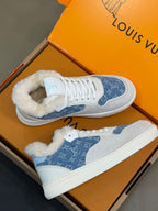 LV 25 Classic Sneakers Light Gray Blue Denim Suede 576946
