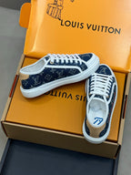 LV 26ss Sneaker Cherry Blue White Monogram Denim Leather 621643