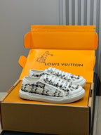 LV 26ss Sneaker White Black Tweed Leather 621650