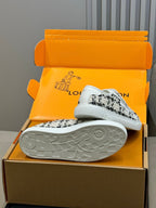 LV 26ss Sneaker White Black Tweed Leather 621650