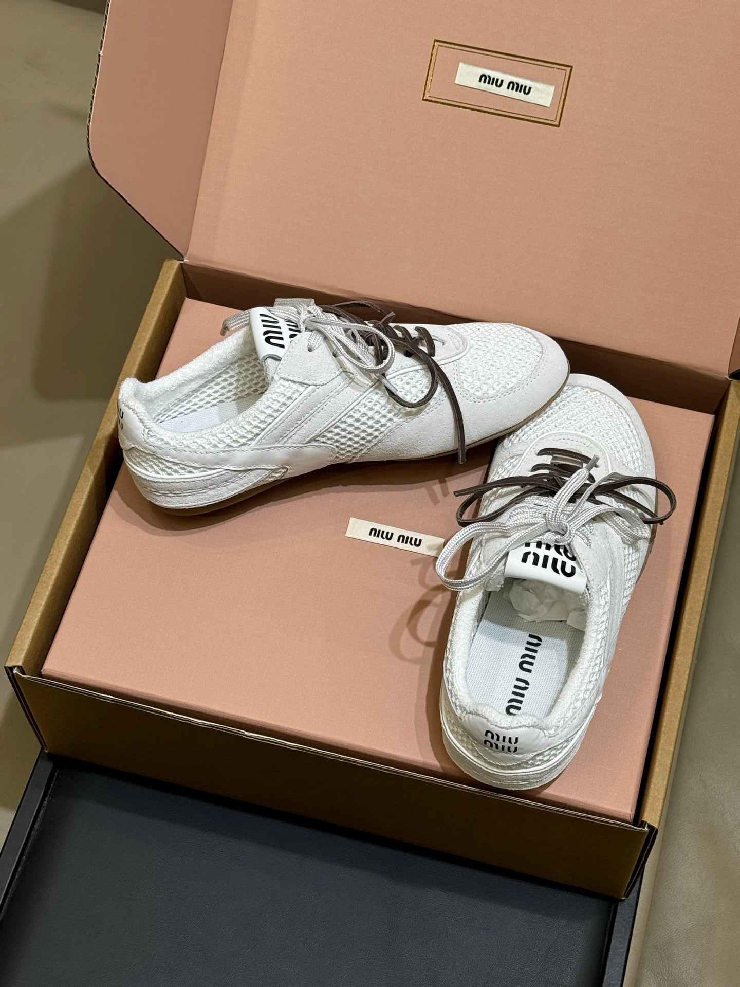 Miu Miu 2026 Tyre Sneaker White Suede Mesh 621347