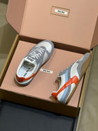Miu Miu 2026 Tyre Sneaker White Orange Grey Mesh Suede 621350